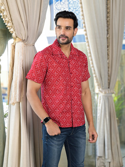 Red Bandhani Printed Shirt