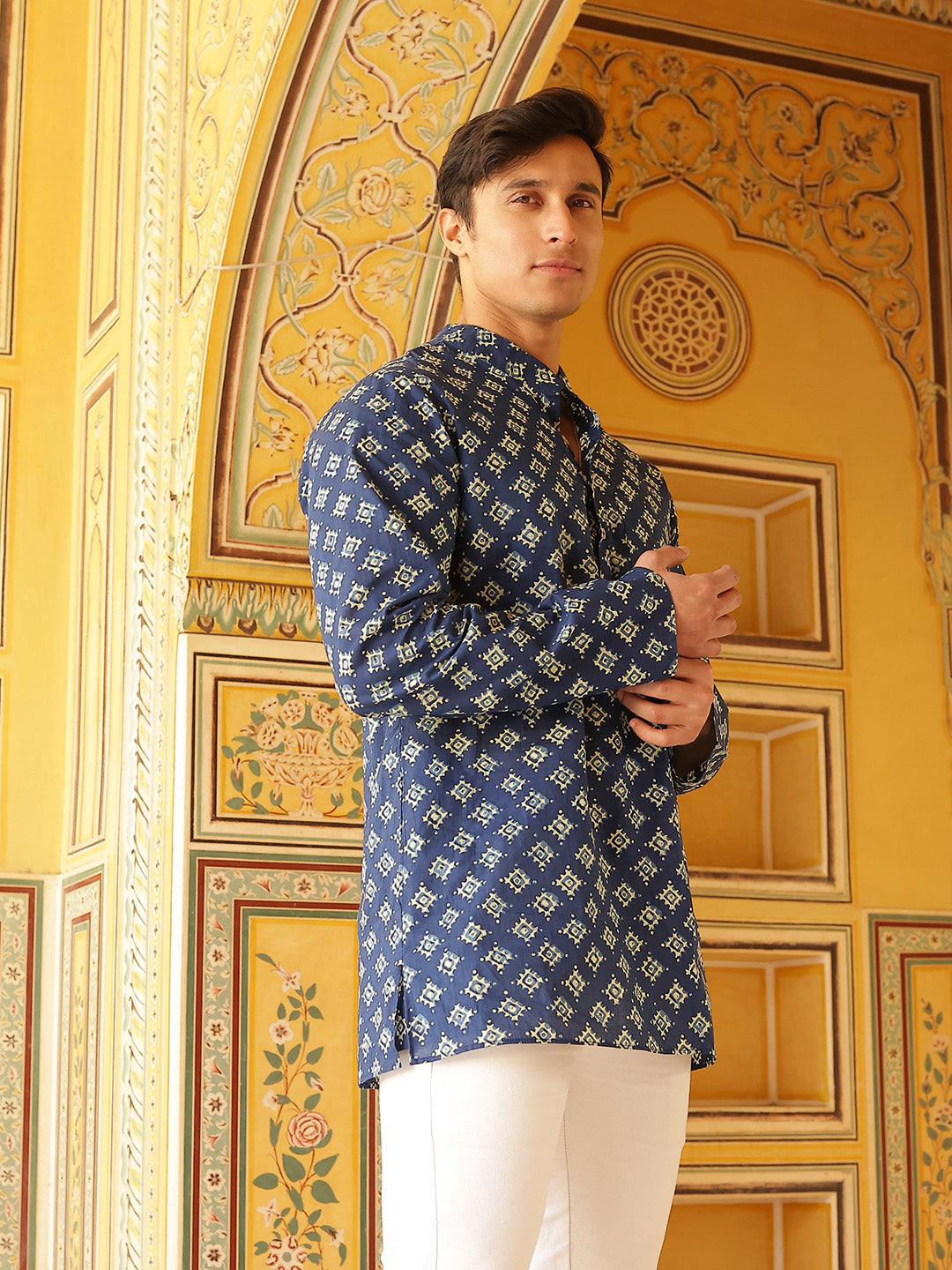 Blue Geometric Print Kurta