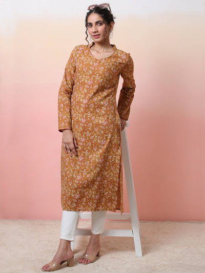 Mustard kantha weave kantha kurta