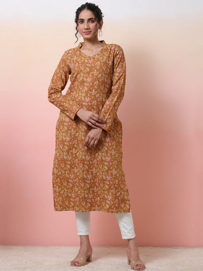 Mustard kantha weave kantha kurta