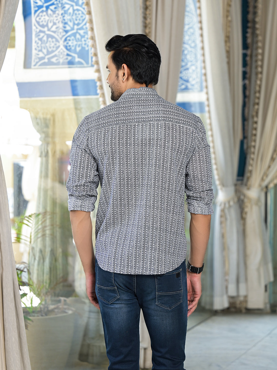 Grey Geometric print Shirt