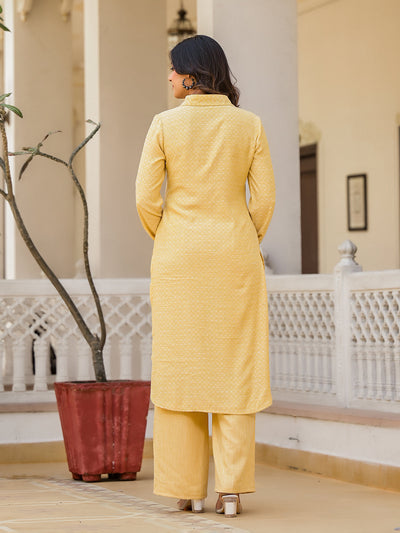 Yellow Pathani Kurta Palazzo Set