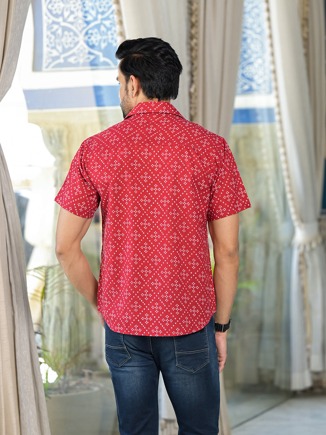 Red Bandhani Printed Shirt