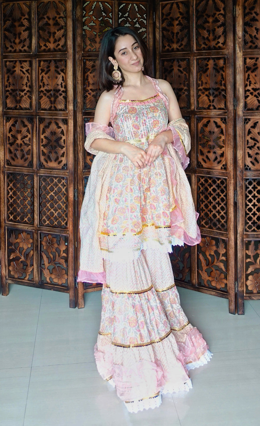 Peach Sharara Kurta Set