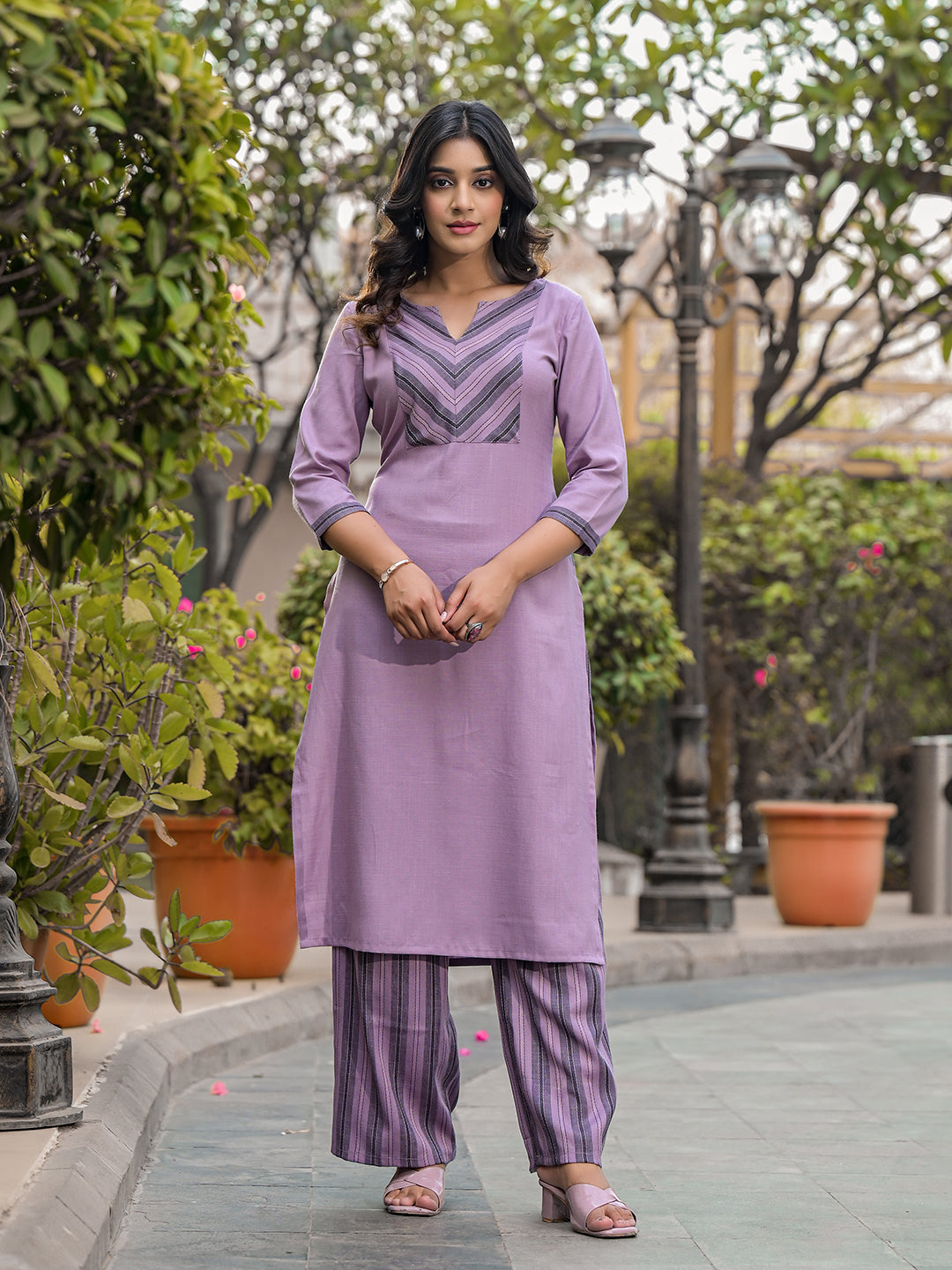 Purple yard Dyed Kurta Set