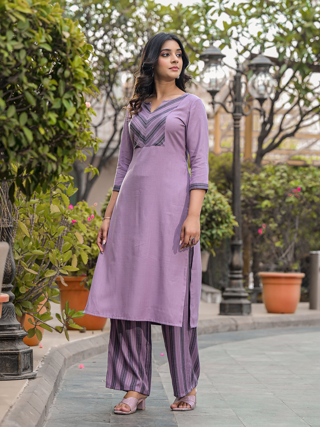 Purple yard Dyed Kurta Set