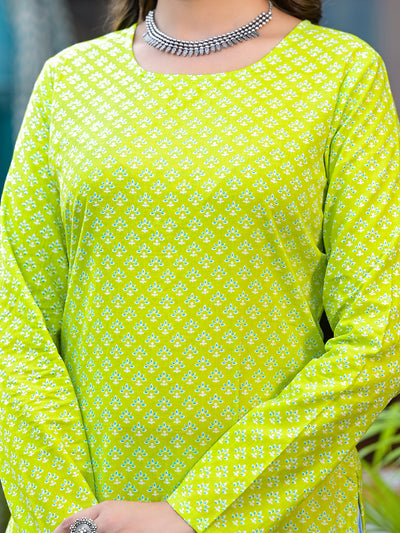 Lime Green kurta with Blue Palazzo