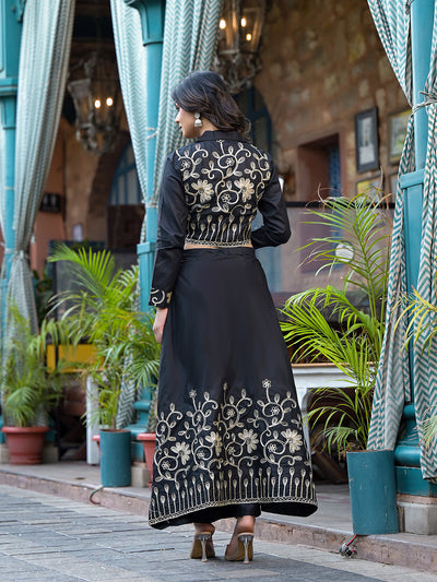 Black Gota Embroidered Pant Style Lehenga