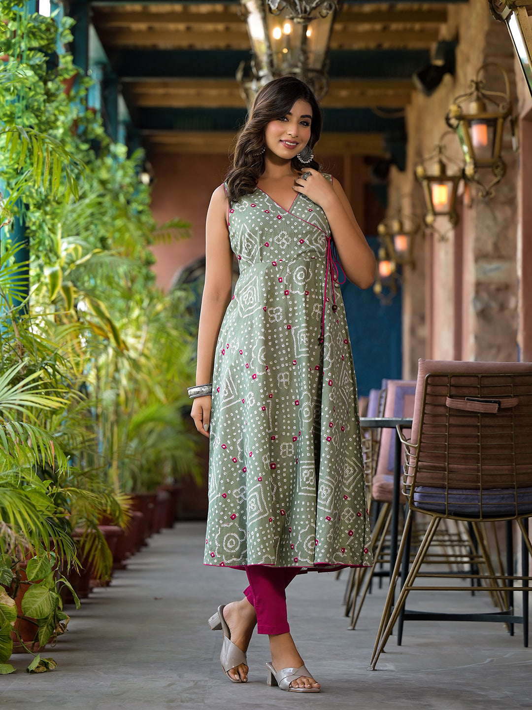 Mint Green angrakha anarkali