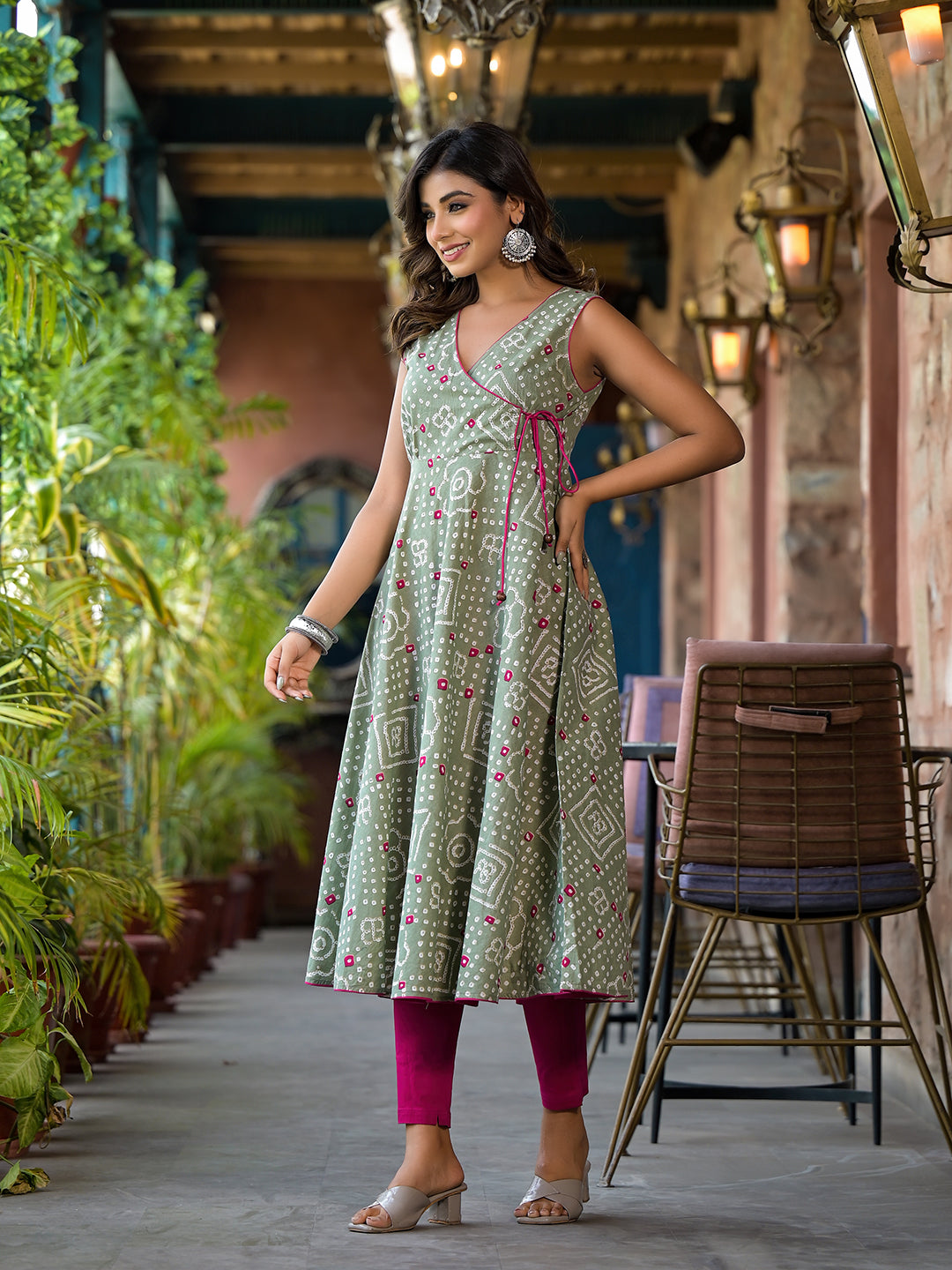 Mint Green angrakha anarkali