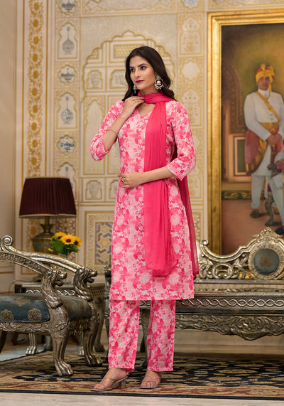 Pink Schiffli Kurta Set with Dupatta