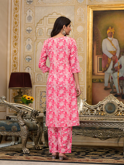 Pink Schiffli Kurta Set with Dupatta