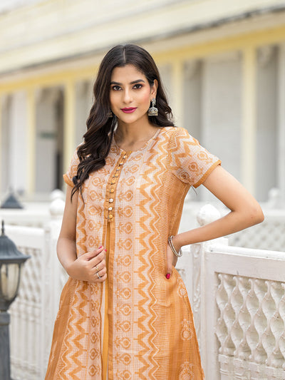 Mustard jacket pattern A-Linne Kurta Set