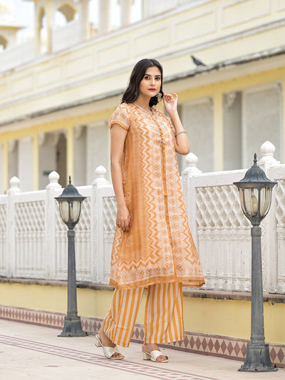 Mustard jacket pattern A-Linne Kurta Set