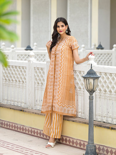 Mustard jacket pattern A-Linne Kurta Set