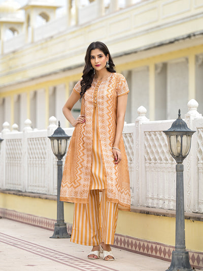 Mustard jacket pattern A-Linne Kurta Set