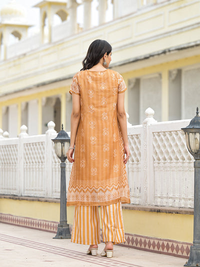 Mustard jacket pattern A-Linne Kurta Set