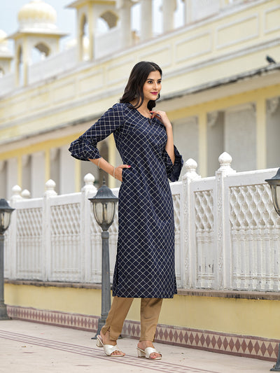 Indigo Kurta with Ruffled sleeve