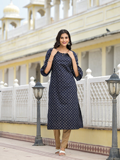 Indigo Kurta with Ruffled sleeve