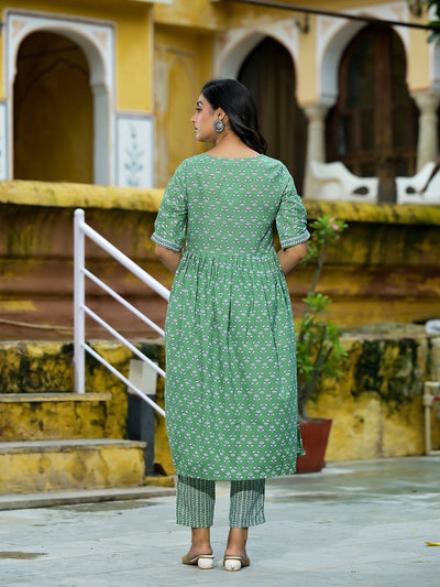 Mint Green A-Line Nyra Kurta pant Suit Set with Dupatta