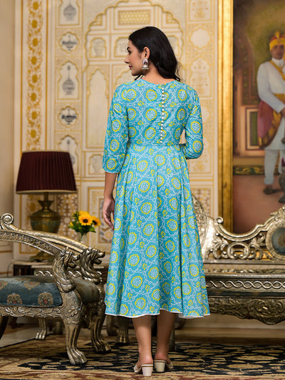 Sky Blue bandhani Printed Anarkali Kurta