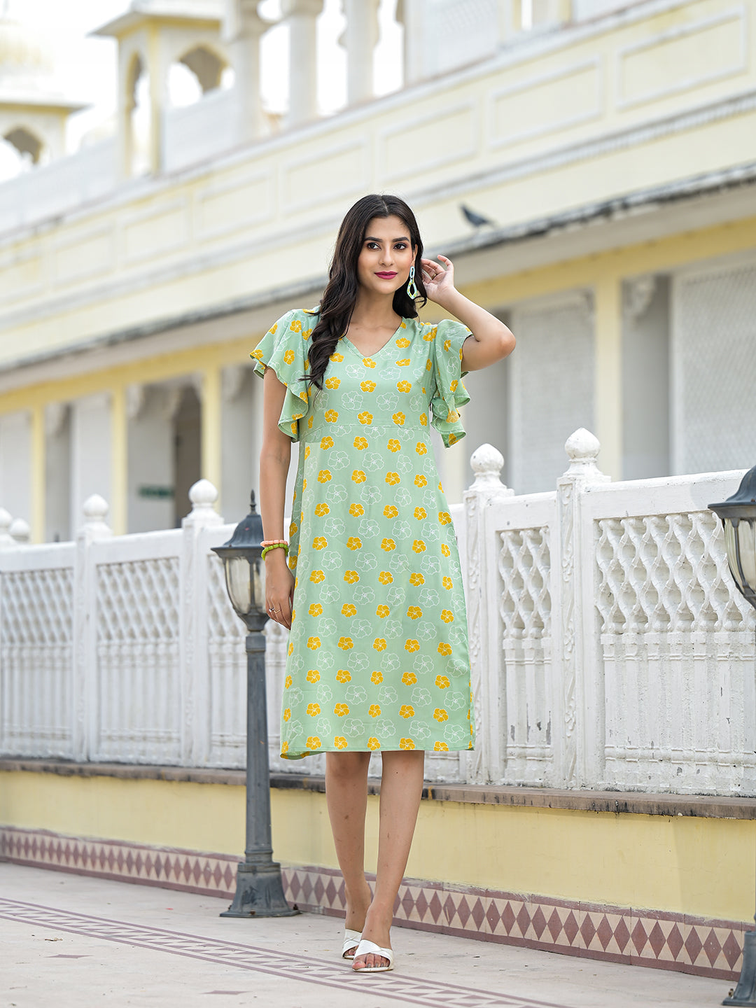 Mint Green Floral Shift Dress