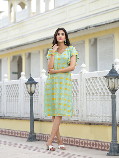 Mint Green Floral Shift Dress