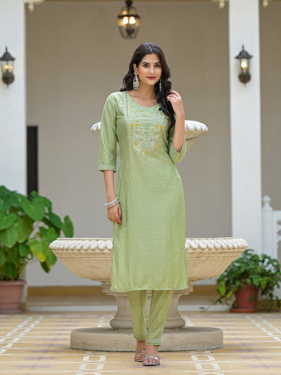 Mint Green Kurta Set with Yellow leheriya Dupatta