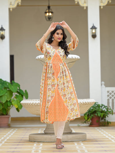 Peach & Cream Nyra Cut kurta