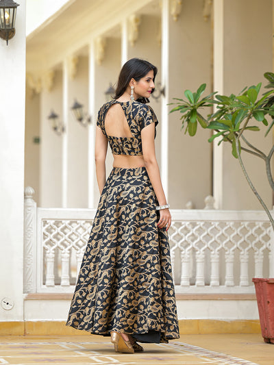 Black Jacquard Lehenga Choli with Gota Dupatta