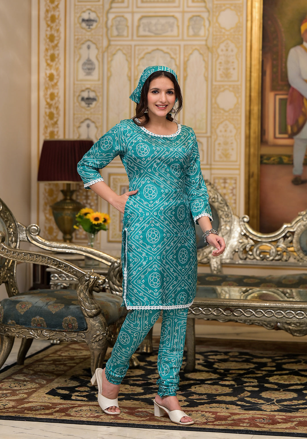 Green Bandhani Chudaar Kurta Set