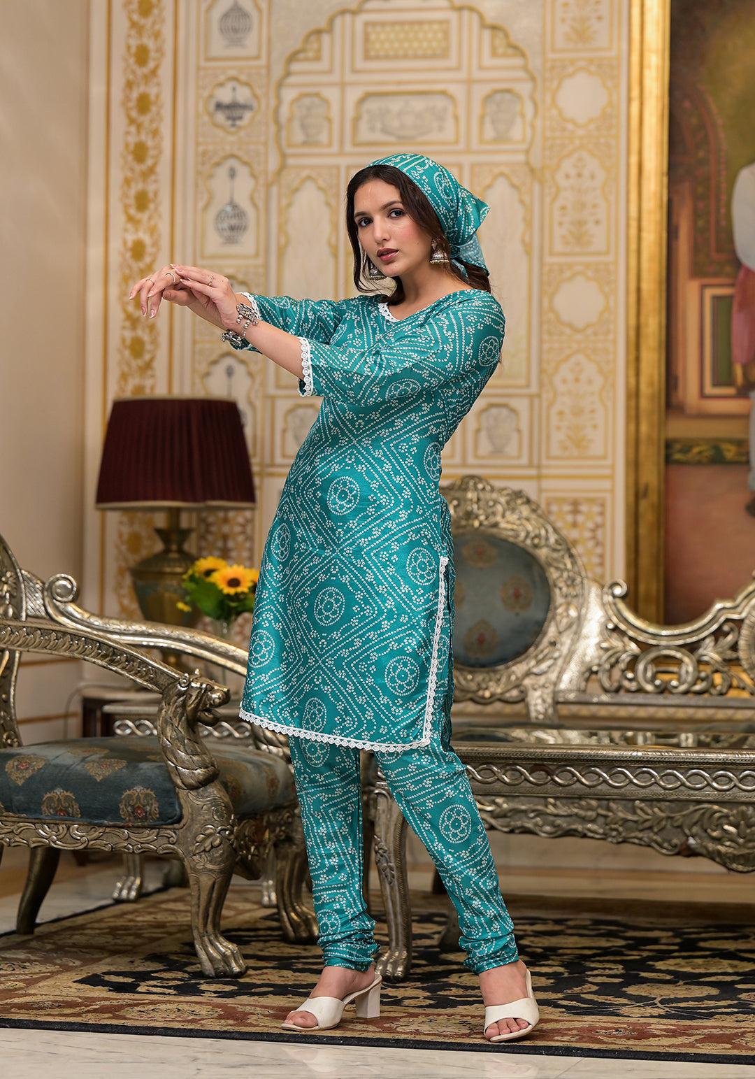 Green Bandhani Chudaar Kurta Set