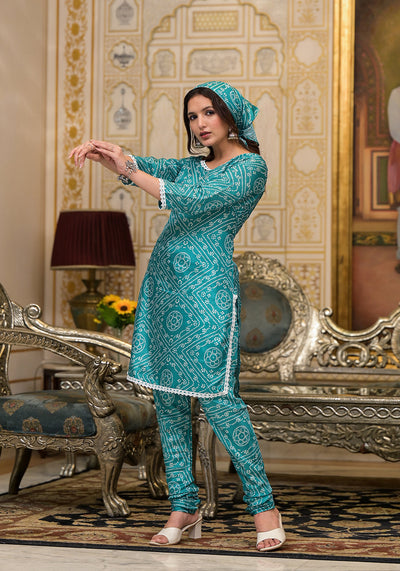 Green Bandhani Chudaar Kurta Set