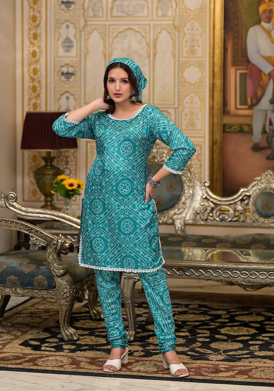 Green Bandhani Chudaar Kurta Set