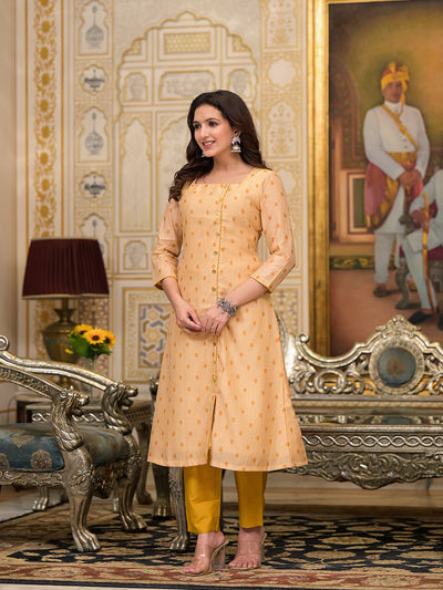 Cream Polka Dot A-Line Kurta Set