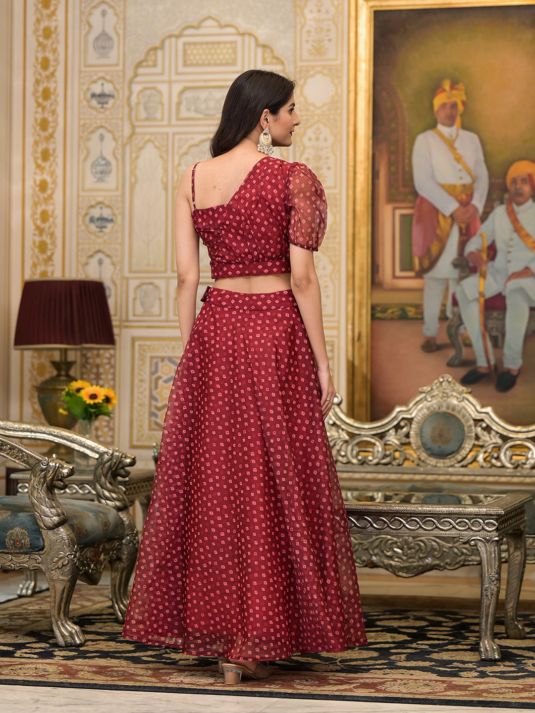 Maroon Bandhani Print Lehenga Choli