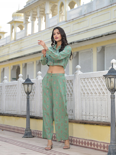 Green Crop Top Palazzo Co-Ord Set