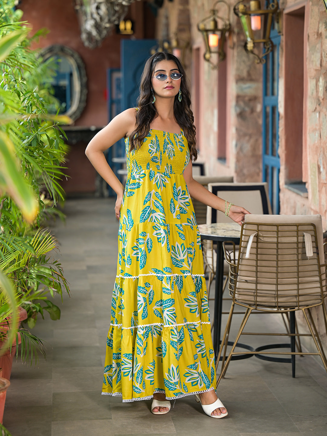 Lemon Yellow Tiered Maxi Dress