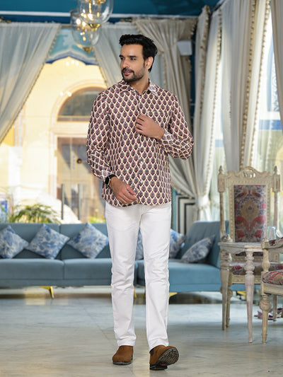 Beige Mughal print Shirt