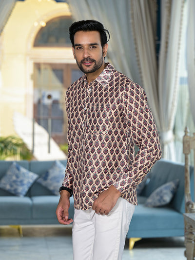 Beige Mughal print Shirt