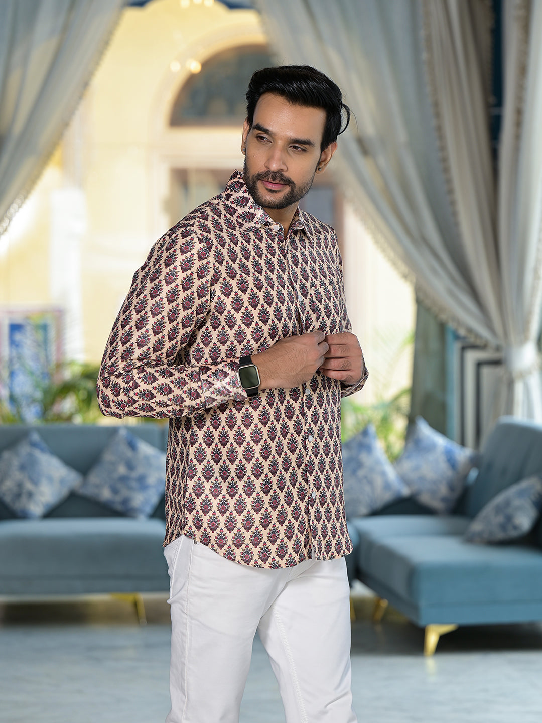 Beige Mughal print Shirt