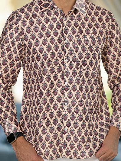 Beige Mughal print Shirt