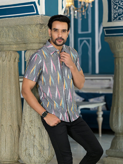 Ikat Woven Grey Shirt