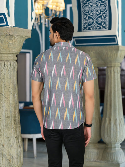 Ikat Woven Grey Shirt