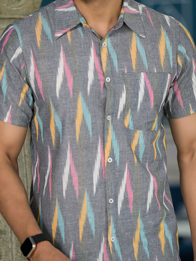 Ikat Woven Grey Shirt