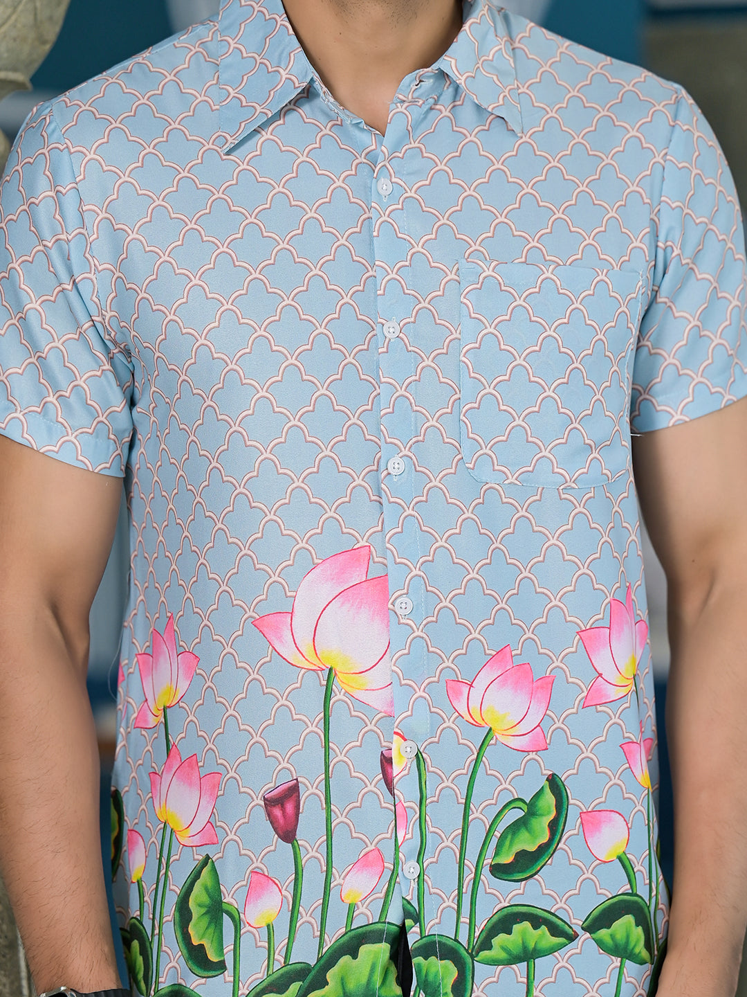 Powder Blue Pichwai Art Shirt