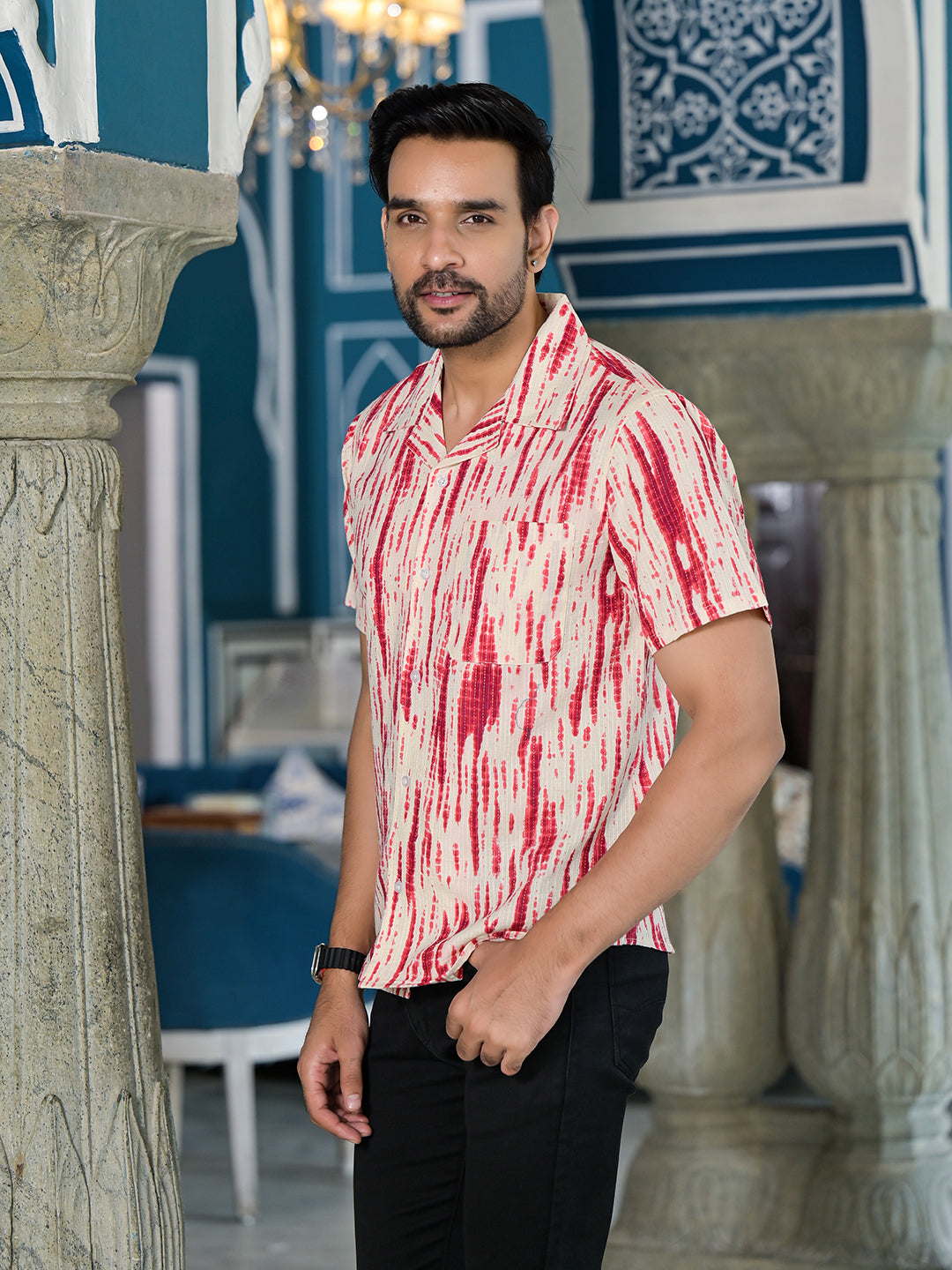 Cream Shibori Print Kantha Shirt