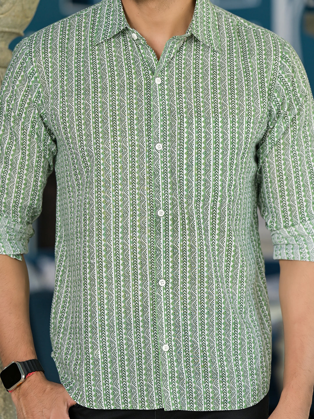 Green Geometric print Shirt