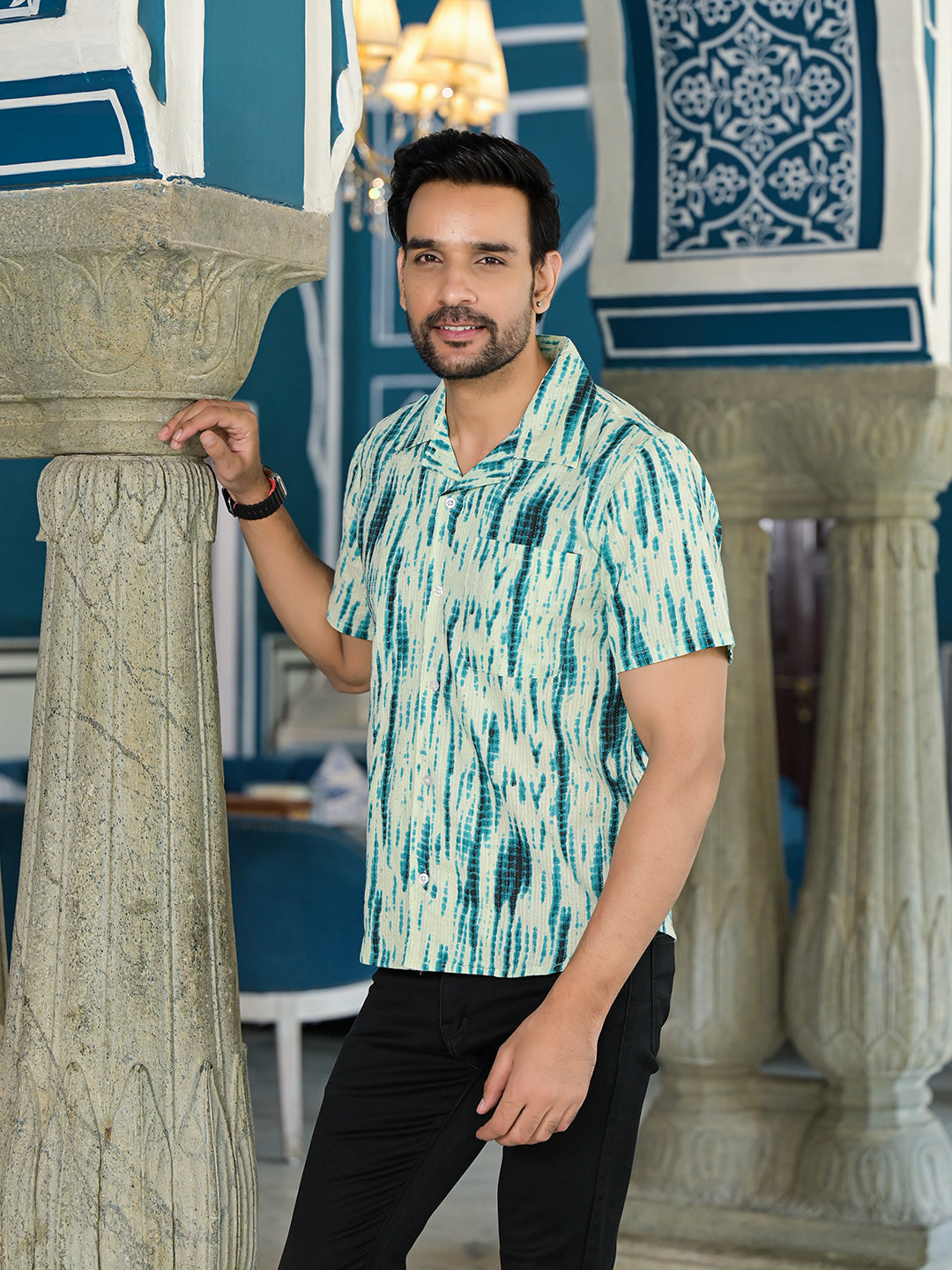 Blue Shibori Print Kantha Shirt