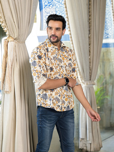 Cream Floral Print Shirt